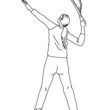 Woman tennis player overhand serve coloring page