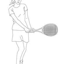 Woman tennis player waiting for the ball coloring  page coloring page