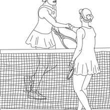 Tennis players shaking hand coloring page
