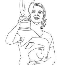 Amelie Mauresmo with a winning trophee - Coloring page - SPORT coloring pages - TENNIS coloring pages - FAMOUS TENNIS PLAYERS coloring pages - AMELIE MAURESMO coloring pages