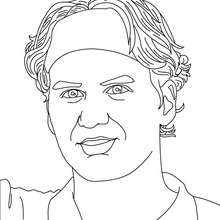 Roger Federer close-up coloring page - Coloring page - SPORT coloring pages - TENNIS coloring pages - FAMOUS TENNIS PLAYERS coloring pages - ROGER FEDERER coloring pages