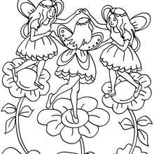 Fairies dancing coloring page - Coloring page - FANTASY coloring pages - FAIRY coloring pages - FAIRIES coloring pages