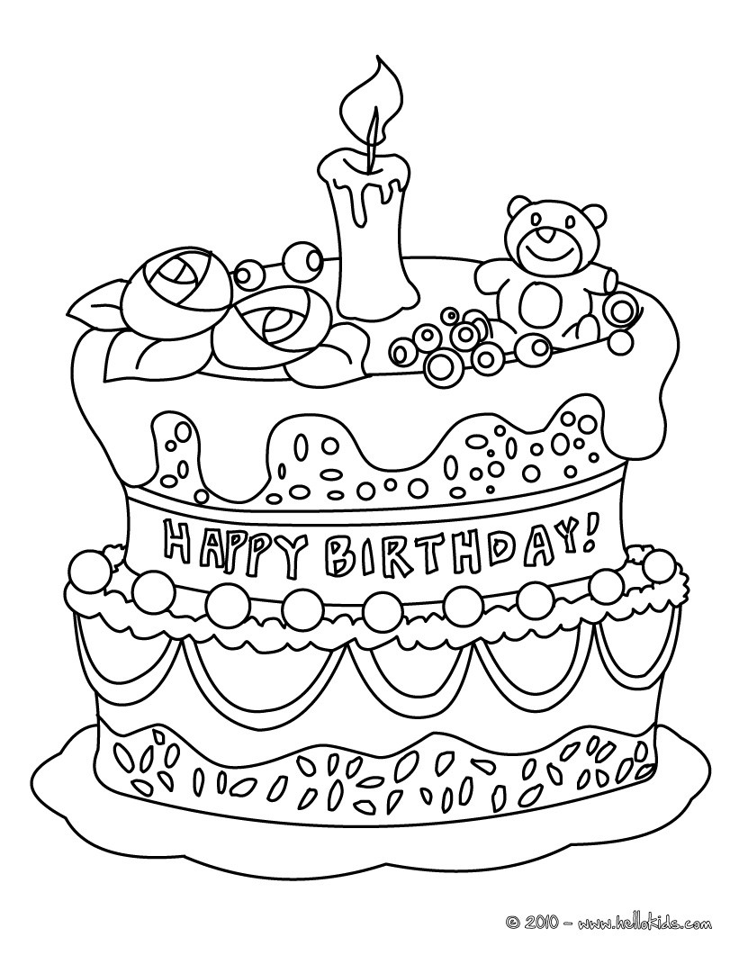 Birthday Cake Coloring Page 3