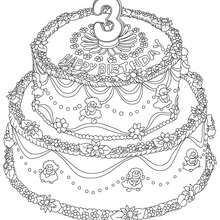 Birthday cake 3 years coloring page - Coloring page - BIRTHDAY coloring pages - Birthday cake coloring pages