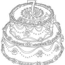 Birthday cake 7 yeras coloring page - Coloring page - BIRTHDAY coloring pages - Birthday cake coloring pages