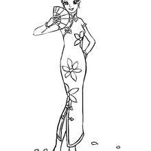 Cute chinese princess coloring page - Coloring page - PRINCESS coloring pages - PRINCESSES OF THE WORLD coloring pages