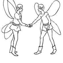 Elves holding hands coloring page