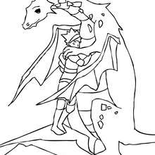Dragon with knight coloring page - Coloring page - FANTASY coloring pages - DRAGON coloring pages - DRAGON AND KNIGHT coloring pages