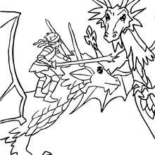 Dragon battle coloring page - Coloring page - FANTASY coloring pages - DRAGON coloring pages - FUNNY DRAGON coloring pages