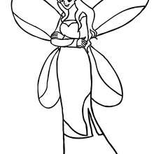 Well-dressed winged elf coloring page