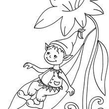 Elf sliding down coloring page