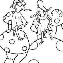 Fairies jumping coloring page - Coloring page - FANTASY coloring pages - FAIRY coloring pages - FAIRIES coloring pages