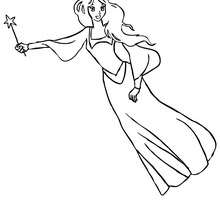 Fairy magic flying coloring page - Coloring page - FANTASY coloring pages - FAIRY coloring pages - FAIRY MAGIC coloring pages