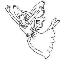 Fairy flying coloring page