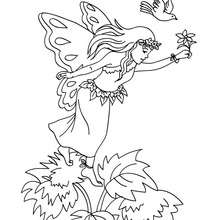 Fairy in the wood to color - Coloring page - FANTASY coloring pages - FAIRY coloring pages - FAIRY WINGS coloring pages
