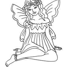 Fairy on the floor to color - Coloring page - FANTASY coloring pages - FAIRY coloring pages - FAIRY WINGS coloring pages