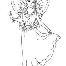 Fairy dress coloring page - Coloring page - FANTASY coloring pages - FAIRY coloring pages - FAIRY WINGS coloring pages