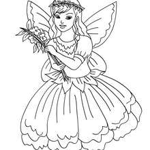 Fairy flower dress coloring page - Coloring page - FANTASY coloring pages - FAIRY coloring pages - FAIRY FLOWER coloring pages