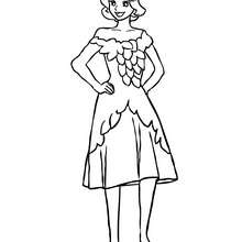 Fairy leaf dress coloring page - Coloring page - FANTASY coloring pages - FAIRY coloring pages - FAIRY FLOWER coloring pages