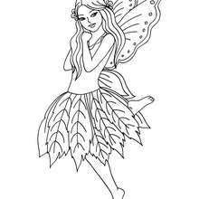 Fairy leaf dress to color - Coloring page - FANTASY coloring pages - FAIRY coloring pages - FAIRY FLOWER coloring pages