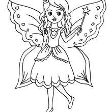 Fairy with butterfly coloring page - Coloring page - FANTASY coloring pages - FAIRY coloring pages - FAIRY WINGS coloring pages