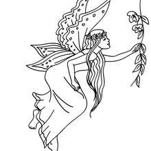 Fairy long dress coloring page - Coloring page - FANTASY coloring pages - FAIRY coloring pages - FAIRY WINGS coloring pages