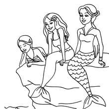 Group of mermaids coloring page - Coloring page - FANTASY coloring pages - MERMAID coloring pages - Groups of mermaids coloring pages