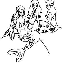 Group of mermaids to color - Coloring page - FANTASY coloring pages - MERMAID coloring pages - Groups of mermaids coloring pages