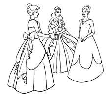 Group of princesses coloing page - Coloring page - PRINCESS coloring pages - Online PRIINCESSES coloring pages