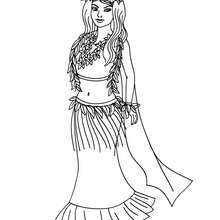 Hawaiian princess to color - Coloring page - PRINCESS coloring pages - PRINCESSES OF THE WORLD coloring pages