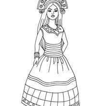 Inca princess coloring page - Coloring page - PRINCESS coloring pages - PRINCESSES OF THE WORLD coloring pages