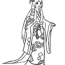 Traditional Japanese princess coloring page - Coloring page - PRINCESS coloring pages - PRINCESSES OF THE WORLD coloring pages