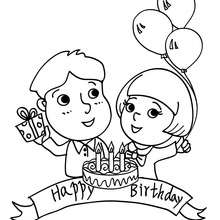Kids birthday party coloring page - Coloring page - BIRTHDAY coloring pages - Boy's birthday party coloring pages