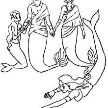 King's Triton mermaid family coloring page