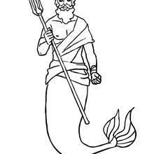 King Triton with is trident coloring page