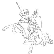 Knight on horseback coloring page - Coloring page - FANTASY coloring pages - KNIGHT coloring pages - KNIGHTS ONLINE coloring pages
