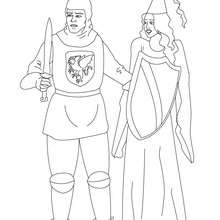 Knight and princess coloring page - Coloring page - FANTASY coloring pages - KNIGHT coloring pages - KNIGHTS ONLINE coloring pages