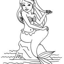 Mermaid seated coloring page