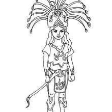 Mayan princess to color - Coloring page - PRINCESS coloring pages - PRINCESSES OF THE WORLD coloring pages