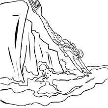 Mermaid diving coloring page - Coloring page - FANTASY coloring pages - MERMAID coloring pages - Beautiful mermaid coloring pages
