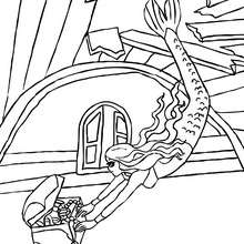 Mermaid finding a treasure to color - Coloring page - FANTASY coloring pages - MERMAID coloring pages - Beautiful mermaid coloring pages