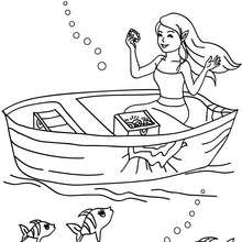 Mermaid finding a treasure coloring page