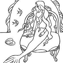 Mermaid in her castle coloring page - Coloring page - FANTASY coloring pages - MERMAID coloring pages - Mermaid's kingdom coloring pages