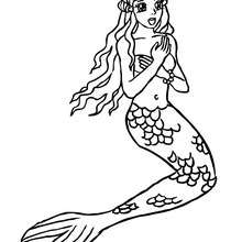 Mermaid singing coloring page - Coloring page - FANTASY coloring pages - MERMAID coloring pages - Beautiful mermaid coloring pages