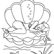 Mermaid sleeping coloring page - Coloring page - FANTASY coloring pages - MERMAID coloring pages - Mermaid and sea creatures coloring pages