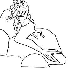 Mermaid on a roc coloring page
