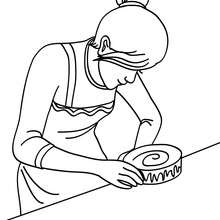 Mom making a birthday cake coloring page - Coloring page - BIRTHDAY coloring pages - Girl´s birthday party coloring pages