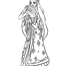 Morrocan pirncess dancing coloring page - Coloring page - PRINCESS coloring pages - PRINCESSES OF THE WORLD coloring pages