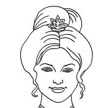 Princess head with curly bun coloring page