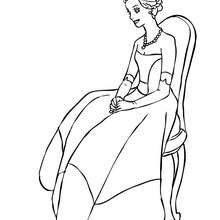 Princess seated coloring page - Coloring page - PRINCESS coloring pages - PRINCESSES DRESSES coloring pages